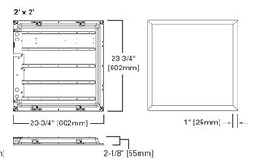 Metalux 22CGTS-L3C3-EL14W 2'x2' LED Backlit Panel, Selectacble Lumens, Selectable CCT 3500K/4000K/5000K, 14W EM Pack