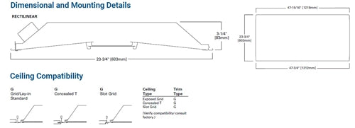 Metlaux 24RLN-LD5-45-UNV-L835-CD1-U 2'x'4' Recessed LED Troffer, 4500 Lumens, 120-277V, 80 CRI, 3500K, 0-10V Driver, 1 Driver