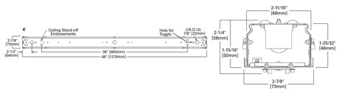 Metalux 4SNLED-LD5-32SL-UNV-EL14W-L835-CD1-U 4' Linear LED Striplight, 3200 Lumens, 120-277V, 14W Emergency Battery Backup, 3500K, 80 CRI, 0-10V Dimming Driver to 10%