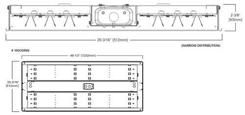Metalux HBLED-LD5-24SE-W-UNV-L840-CD2-MS-U 20" x 48" LED High Bay Efficiency Luminaire, 24000 Lumens, Wide Distribution, 120-277V, 4000K, 0-10V Dimming, 360 or 180 Degrees Motion Sensor