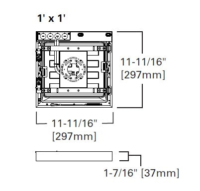 Metalux 11MMS-L3C5-UNV 1'x1' Direct Mount LED Backlit Panel, Multi-Mount CCT Selectable 2700/3000K/3500/4000/5000K,  120-277V with 0-10V Dimming, 5% Standard