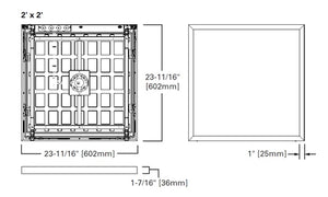 Metalux 22MMS-L3C3-UNV 2'x2' Direct Mount LED Backlit Panel, Multi-Mount CCT Selectable 2700/3000K/3500/4000/5000K,  120-277V with 0-10V Dimming, 5% Standard
