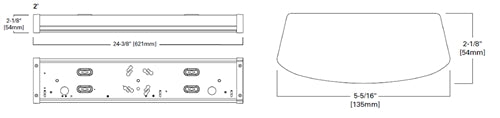 Metalux 2NWS3C3-UNV 2' LED Wraparound with Selectable CCT 3500K, 4000K, 5000K, Selectable 2,000-5,200 Lumens, 120-277V