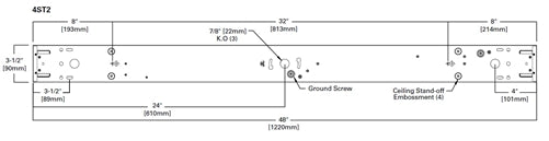 Metalux 4ST2L40SC3 4' 40W Dimming LED Striplight, CCT Selectable 3500K, 4000K, 5000K, 80 CRI, 0-10V Dimming