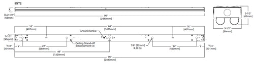 Metalux 8ST2L80SC3 8' 76W Dimming LED Striplight, CCT Selectable 3500K, 4000K, 5000K, 80 CRI, 0-10V Dimming