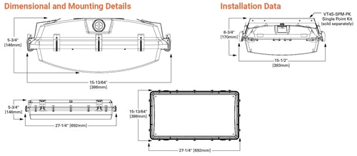 Metalux VT4S-18-PC-UNV-L840-CD2-WL-U 2' Industrial Vaportite LED, 18000 Lumens, Clear Poly Carbonate Lens, 120-277V, 4000K, 0-10V Dimming Driver, 2 Drivers, Wet Label