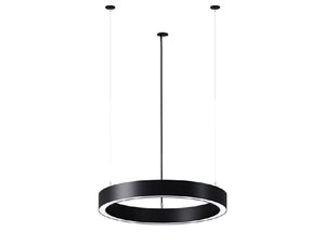 Neo Ray DFN2DP-RG3F0060DS940-FLL-1DUDD-SC04T1B 2" Define Geo Ring, Direct Susp, 3' Ring Pattern, 6000 Lumens, 4000K, 90 CRI, Frosted Lens, Single Circuit, 120-277V, 0-10V, Silver Body, 4' Air Craft Cable Collector, 15/16in T-Grid, Black