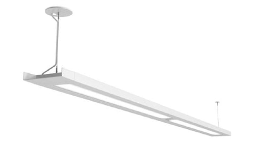 Peerless BRM9L LSL 4FT MSL4 80CRI 40K ID500LMF 70/30 DARK ZT 277 SCT F1/48A C110 Indirect or Direct LED Suspended, 4' Run Length, 4000K, 500 Lumens/Foot, 70% Up 30% Down, 0-10V, 277V, Single Circuit, T-Bar Ceiling, 48" Adj. Suspension, Painted Aluminum