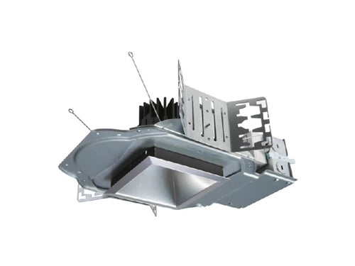 Portfolio LDSQ4C609035D010SQ0H 4" Square LED New Construction Downlight, 6000 Lumens, 90 CRI, 3500K, 0-10V Dimming, 1% to 100%, 120-277V, 50 Degrees Cutoff Anodized Aluminum, White Polymer Trim Ring, Semi Specular Trim