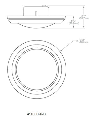 Prescolite LBSD-4RD-CS9-WH 4" Disk Surface Mount Round LED Downlight, J-Box Mount, 1000 Lumens, 90 CRI, Switchable CCT 2700K/3000K/3500K/4000K, 120-277V with Phase Dimming, White