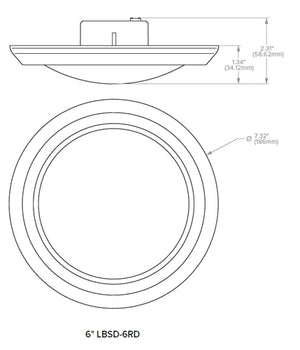 Prescolite LBSD-6RD-CS9-WH 6" Disk Surface Mount Round LED Downlight, J-Box Mount, 1000 Lumens, 90 CRI, Switchable CCT 2700K/3000K/3500K/4000K, 120-277V with Phase Dimming, White