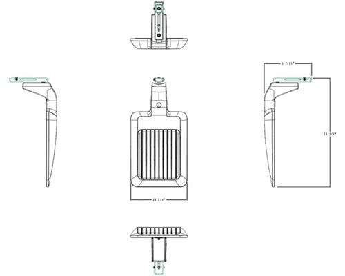 RAB A34T3S 100/80/50W Field-Adjustable LED Area Light, 3000/4000/5000K, 7357-15508 Lumens, Integrated Photocell with On/Off Switch