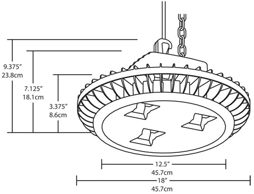 RAB AISLED78YW/BL 78W High Bay AISLED, 3000K Color Temperature (Warm), Bi-Level Operation, White Finish