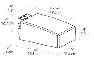 RAB AJF64FXQT/PCS 64W Compact Fluorescent AJ Flat Wall Mount Area Light, 120V Swivel Photocell, 12000 Lamp Life, Type II Distribution, Bronze Finish