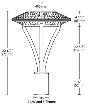 RAB ALED5T52/D10 52W LED Type V (Circular) Area Light, No Photocell, 5000K (Cool), 4877 Lumens, 64 CRI, 120-277V, Dimmable Operation, Bronze Finish
