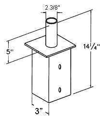 RAB BAD4 Pole Adapter, Tenon Mount, Bronze Finish
