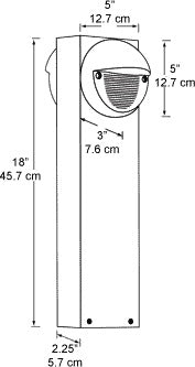 RAB BLEDR2X5-18W 5W LED Round Bollard, Two BLEDs, 5000K Color Temperature (Cool), 68 CRI, 18" Mounting Height, White Finish 