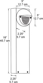 RAB BLEDR5-18NW 5W LED Round Bollard, 4000K Color Temperature (Neutral), 85 CRI, 18" Mounting Height, White Finish 
