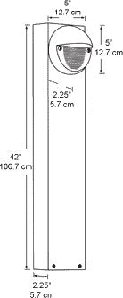 RAB BLEDR5-42N/PC 5W LED Round Bollard, 4000K Color Temperature (Neutral), 85 CRI, 42" Mounting Height, Bronze Finish