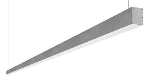 RAB BOA10P-100D10-40N-S 100W LED 10 ft Suspended Pendant Linear Slot Light, No Photocell, 4000K (Neutral), 7143 Lumens, 84 CRI, 120-277V, 40 Degree Reflector, Dimmable, Not DLC Listed, Silver Finish