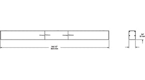 RAB BOA12S-60D10-40Y-B 60W LED 12 ft Surface Mount Linear Slot Light, No Photocell, 3000K (Warm), 4497 Lumens, 83 CRI, 120-277V, 40 Degree Reflector, Dimmable, Not DLC Listed, Black Finish