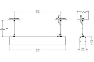 RAB BOA2P-10D10-40N-W 10W LED 2 ft Suspended Pendant Linear Slot Light, 4000K (Neutral), No Photocell, 754 Lumens, 83 CRI, 120-277V, 40 Degree Reflector, Dimmable, Not DLC Listed, White Finish