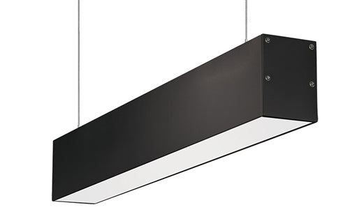 RAB BOA2P-10D10-40Y-B 10W LED 2 ft Suspended Pendant Linear Slot Light, 3000K (Warm), No Photocell, 700 Lumens, 86 CRI, 120-277V, 40 Degree Reflector, Dimmable, Not DLC Listed, Black Finish