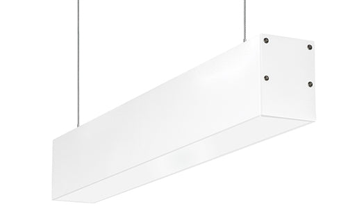 RAB BOA2P-10D10-40YN-W 10W LED 2 ft Suspended Pendant Linear Slot Light, 3500K, No Photocell, 731 Lumens, 84 CRI, 120-277V, 40 Degree Reflector, Dimmable, Not DLC Listed, White Finish