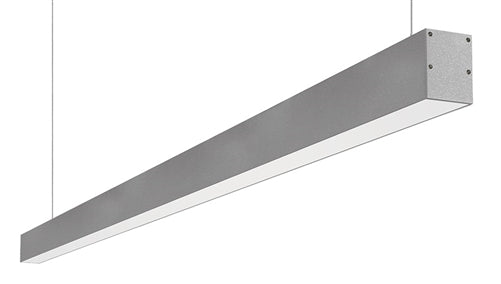RAB BOA6P-60D10-40Y-S 60W LED 6 ft Suspended Pendant Linear Slot Light, No Photocell, 3000K (Warm), 4050 Lumens, 86 CRI, 120-277V, 40 Degree Reflector, Dimmable, Not DLC Listed, Silver Finish