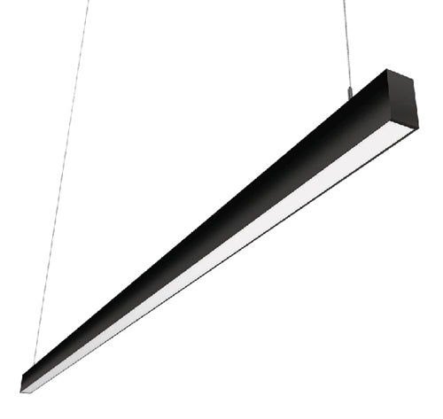 RAB BOA8PB Field Adjustable Light Output (80W default) LED 8 ft Suspended Pendant Linear Light, Color Temperature Selectable, 90 CRI, 120-277V, Dimmable, Black Finish