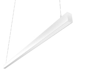 RAB BOA8PW Field Adjustable Light Output (80W default) LED 8 ft Suspended Pendant Linear Light, Color Temperature Selectable, 90 CRI, 120-277V, Dimmable, White Finish