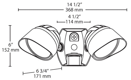 RAB BULLET2X12YW 2x12W LED Adjustable Dual Heads Bullet Flood,  3000K (Warm), White Finish