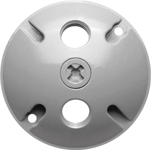 RAB C103 Weatherproof Die Cast Round Cover 3 Holes, Silver Gray