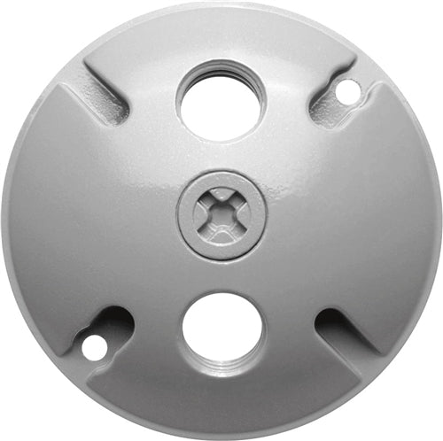 RAB C103 Weatherproof Die Cast Round Cover 3 Holes, Silver Gray