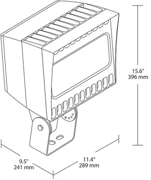 RAB CANVAS78TNW/PC2 78W Trunnion Mount LED Canvas Floodlight, 277V Button Photocell, 4000K (Neutral), 6828 Lumens, 82 CRI, 6H x 4V Reflector, Standard Operation, White Finish