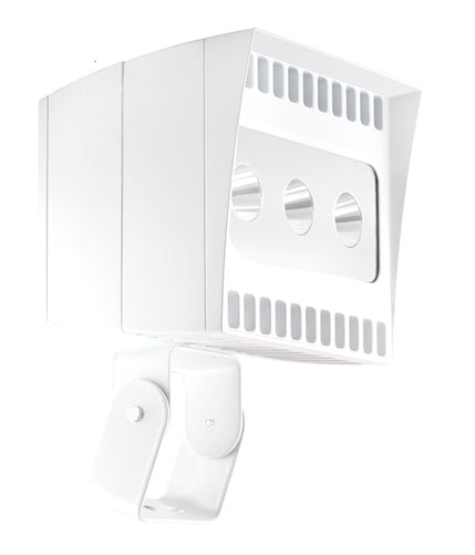 RAB EZLED78TB44W/PC2 78W Trunnion Mount LED Spotlight, 5000K (Cool), 6525 Lumens, 68 CRI, 277V Button Photocell, 4H x 4V Beam Distribution, White Finish