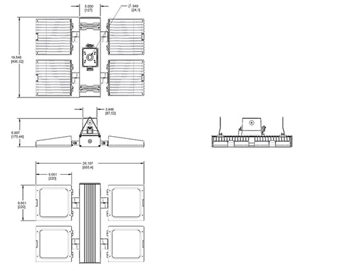 RAB FALCORA160W 160W Falcor Aisle 4 Heads Fixture LED High Bay, No Photocell, 5100K (Cool), 13889 Lumens, 72 CRI, 120-277V, Standard Operation, DLC Listed, White Finish