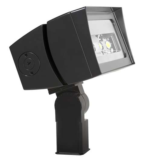 RAB FFLED120SFY/D10/SP 120W LED Floodlight, Slipfitter Mount, No Photocell, 3000K (Warm), 15838 Lumens, 72 CRI, 120-277V, 7H x 6V Beam Distribution, Dimmable, DLC Premium Listed, 10KV Surge Protector, Bronze Finish