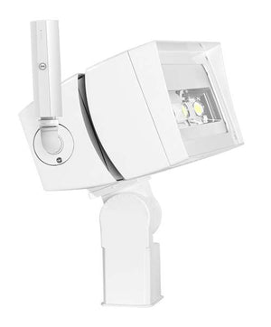 RAB FFLED120SFYW/D10/LC 120W LED Floodlight, Slipfitter Mount, No Photocell, 3000K (Warm), 15838 Lumens, 72 CRI, 120-277V, 7H x 6V Beam Distribution, Dimmable, DLC Premium Listed, Standard Operation, White Finish