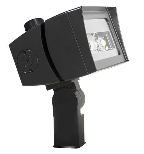 RAB FFLED120T/D10/7PR 120W LED Floodlight, Trunnion Mount, No Photocell, 5000K (Cool), 16106 Lumens, 75 CRI, 120-277V, 7H x 6V Beam Distribution, Dimmable, DLC Premium Listed, 7PIN Receptacle, Bronze Finish