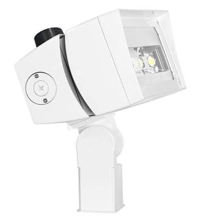 RAB FFLED120TW/480/D10/7PR 120W LED Floodlight, Trunnion Mount, No Photocell, 5000K (Cool), 16553 Lumens, 75 CRI, 120-277V, 7H x 6V Beam Distribution, Dimmable, DLC Premium Listed, 7PIN Receptacle, White Finish