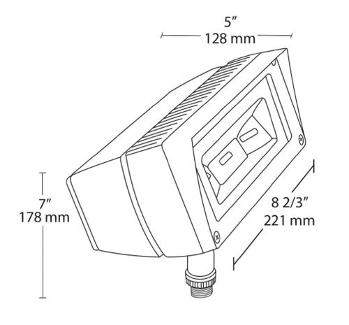 RAB FFLED18/PCU Floodlight 18W LED Floodlight, Swivel Arm, 5000K Cool White Bronze Finish with 120V Button Photocell