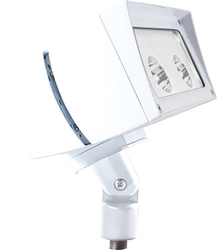 RAB FFLED26B55W/PCS2 26W Arm Mount LED Floodlight, 277V Swivel Photocell, 5000K (Cool), 2685 Lumens, 64 CRI, 5H x 5V Beam Distribution, Standard Operation, White Finish