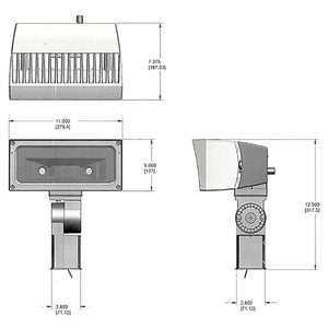 RAB FFLED39SFNB44W/PC2 39W Arm Mount LED Floodlight, 277V Button Photocell, 4000K (Neutral), 3339 Lumens, 81 CRI, 4H x 4V Beam Distribution, Standard Operation, White Finish