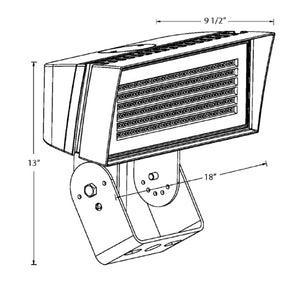 RAB FFLEDLT 180W LED Floodlight, 4000K/5000K Selectable Color Temperature, 18739-38662 Lumens, Trunnion Mount, 120-277V, 0-10V Dimming, Bronze