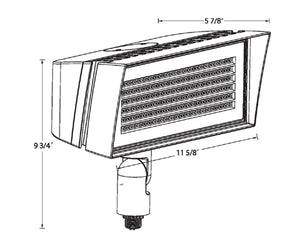 RAB FFLEDM 52W Knuckle Mount LED Floodlight, 4000K/5000K , 8138-10813 Lumens, 82 CRI, Standard Operation, Bronze Finish