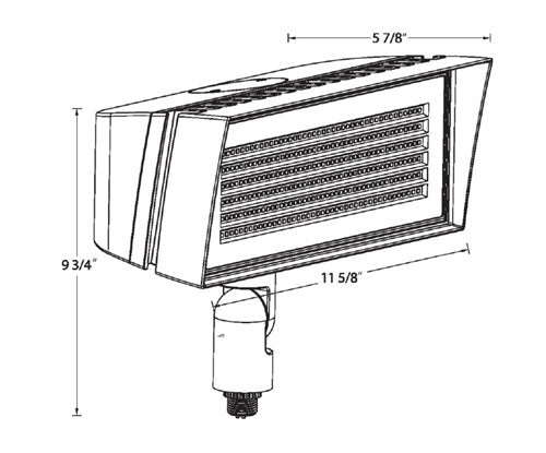 RAB FFLEDMY 52W Knuckle Mount LED Floodlight, 4000K/5000K, Field Adjustable 80W/52W, 120-277V, Bronze