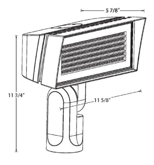 RAB FFLEDMYSFW 52W Slipfitter Mount LED Floodlight, 3000K (Warm), 7467/9758 Lumens, 82 CRI, Standard Operation, White Finish