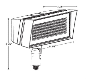 RAB FFLEDMYW 52W Knuckle Mount LED Floodlight, 4000K/5000K, Field Adjustable 80W/52W, 120-277V, White