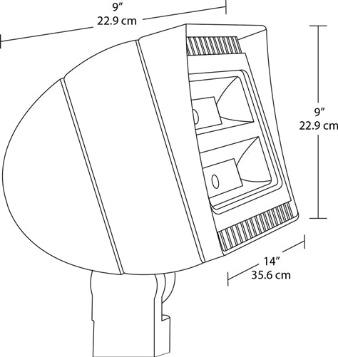 RAB FXLED125SF/BL 125W Slipfitter Mount LED Floodlight, 5000K (Cool), 120-277V, No Photocell, Bi-Level Operation, Bronze Finish